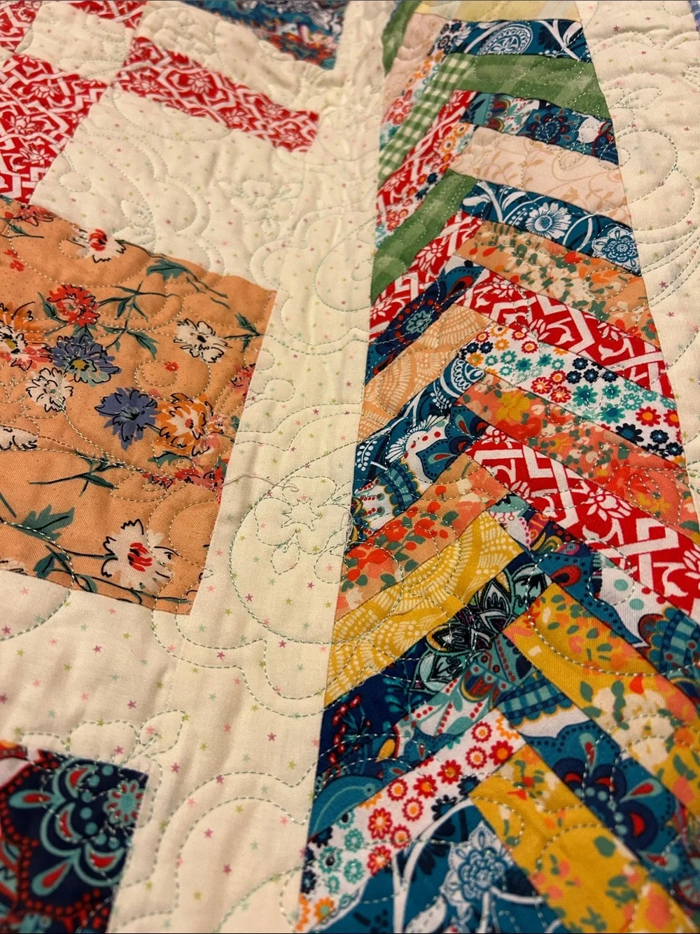 ONE OF A KIND - HANDCRAFTED  Multicolor w/braided borders